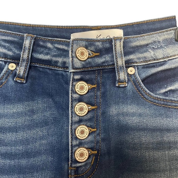 Kancan Estilo Distressed Button Fly Bermuda Denim Shorts - Picture 6 of 11